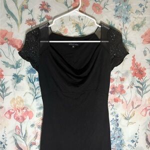 Vintage Elegant Black Short Sleeve Top